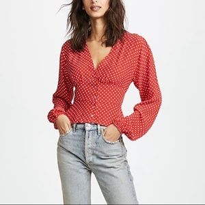free people love street red polka dot blouse